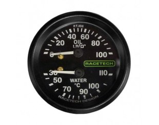 Manomètre de pression d'huile et température d'eau Racetech